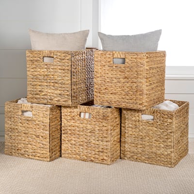 Collapsible Storage Cube Basket with Handles (Set of 5)