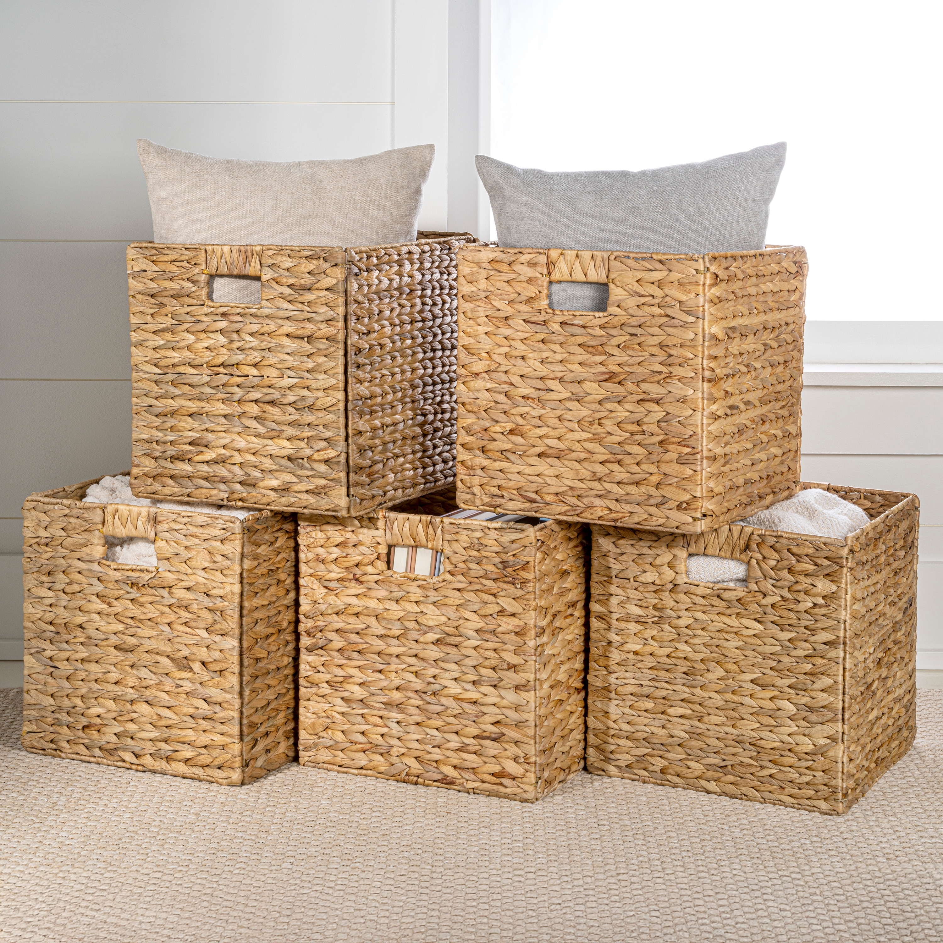 happimess Collapsible Storage Cube Basket with Handles (Set of 5)