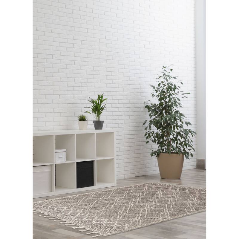 ECARPETGALLERY Braid weave Sienna Black Wool Rug - 5'0 x 7'8