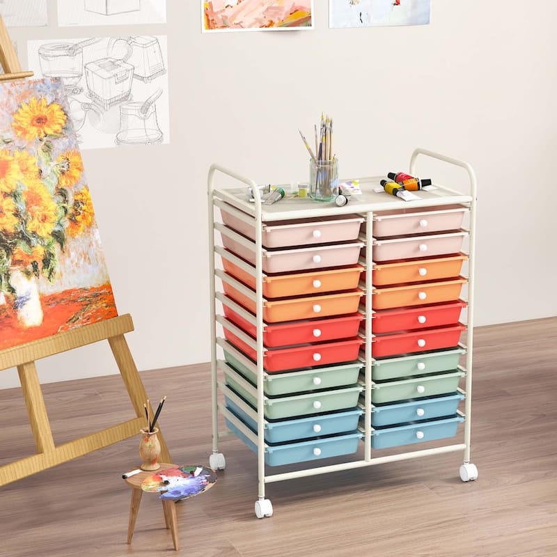 Costway 20 Drawers Rolling Cart Storage Scrapbook Paper Studio - See Details
