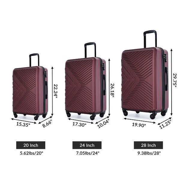 3Pcs Luggage Suitcase with TSA Lock,Wheels and Hooks - Bed Bath