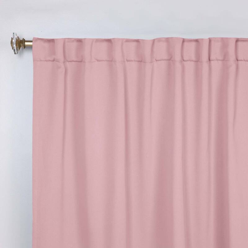 Superior Solid Machine Washable Room Darkening Curtains with Back Tabs, Set of 2
