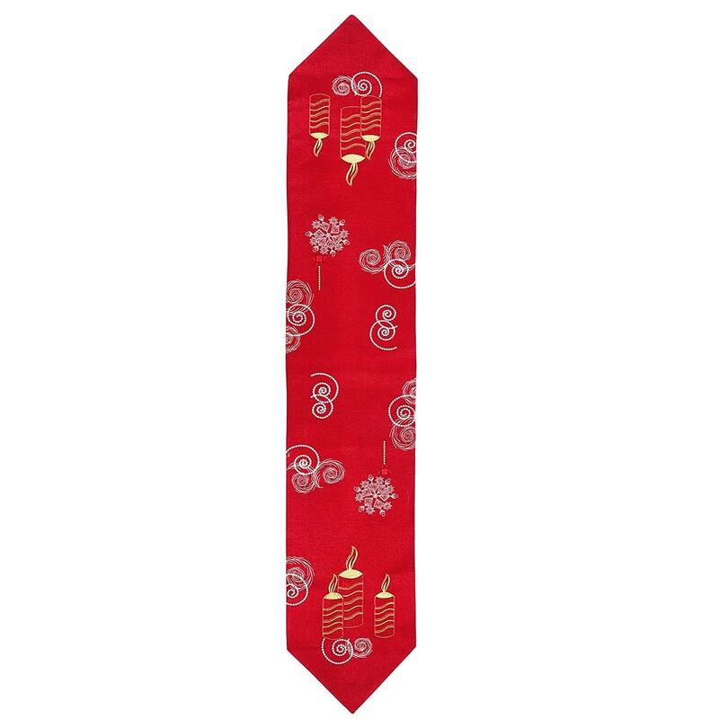Violet Linen Seasonal Xmas Christmas Holiday Glories Pattern, 13 Inch by 70 Inch, Decorative Table Runners