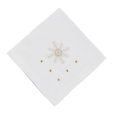Embroidered Table Napkins With Snowflake Design (Set of 4) - 20"x20"