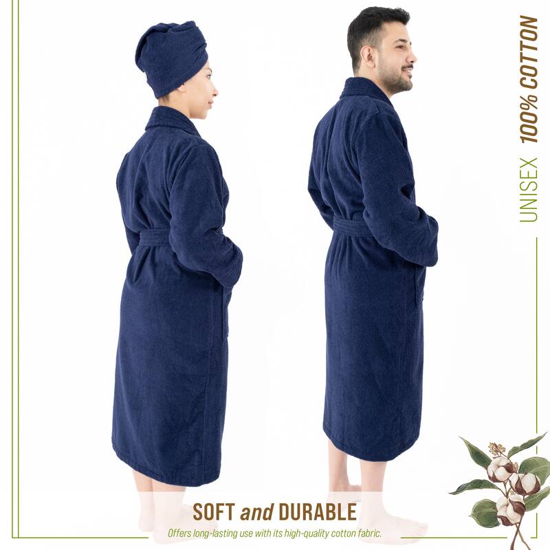 100% Cotton Robes for Women and Men, Soft Lightweight Unisex Couple Turkish Bathrobes