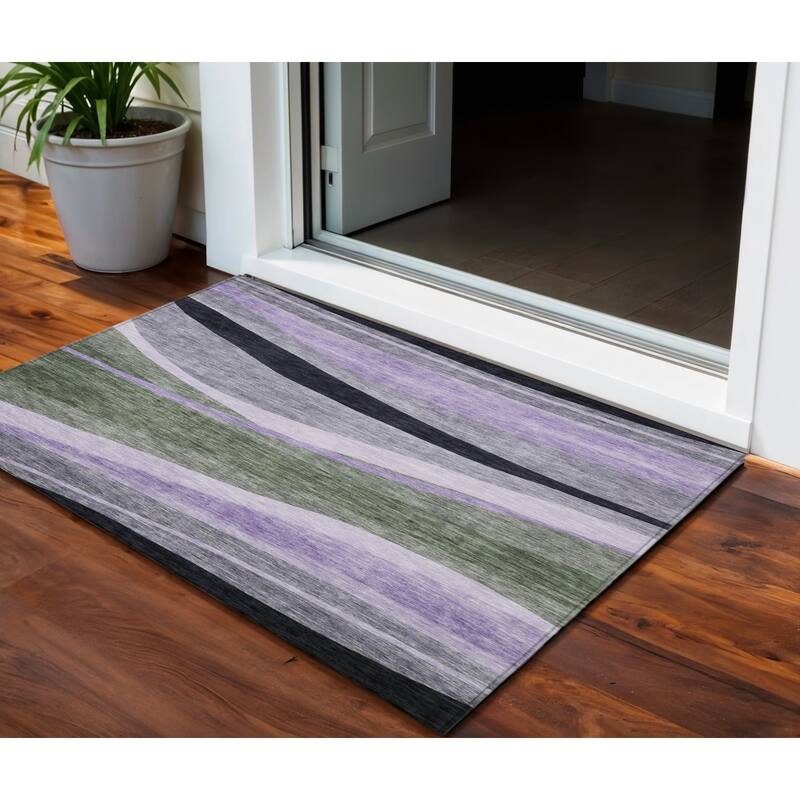 HomeRoots Abstract Transitional Rectangle Outdoor Rug - 3' x 5'