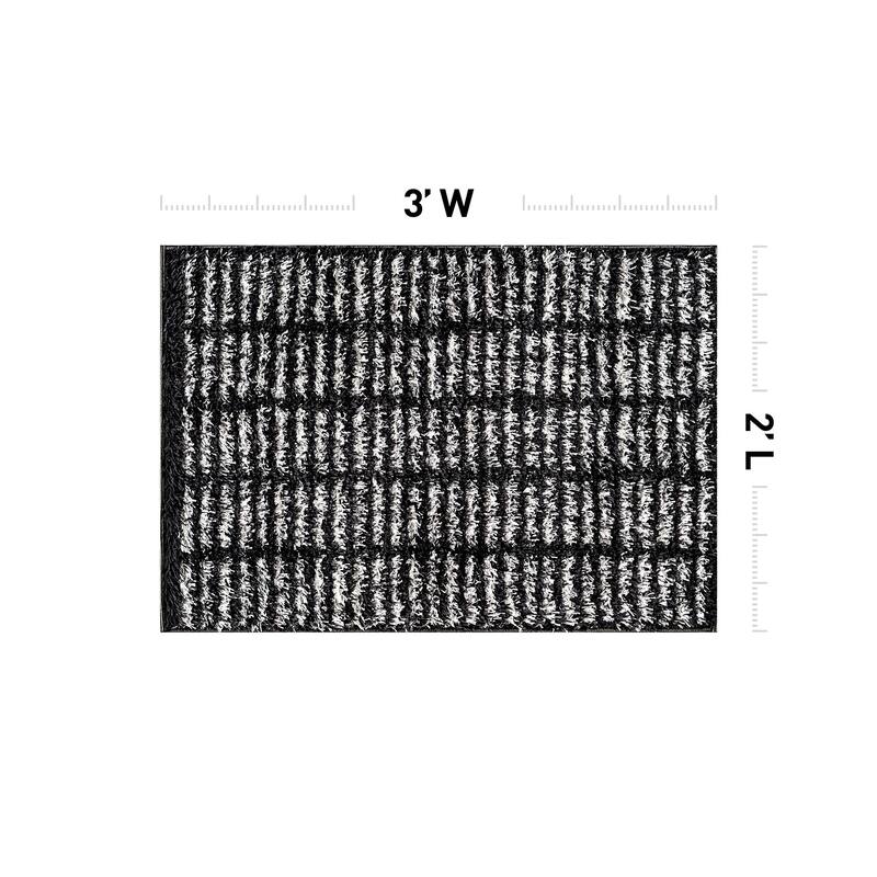 Bohemian Stripe Lines Shag Rug - Textured Surface - Anthracite Dark Gray - Easy to Clean