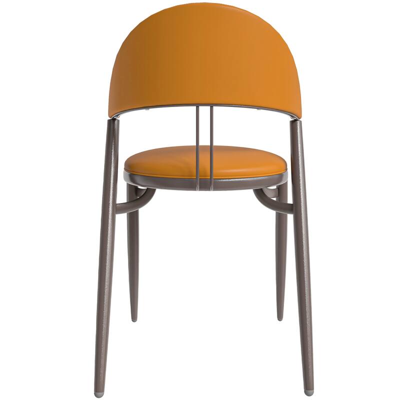 Venice Upholstered Leather Dining Chair Open Back Accent Side Chair with Iron Legs