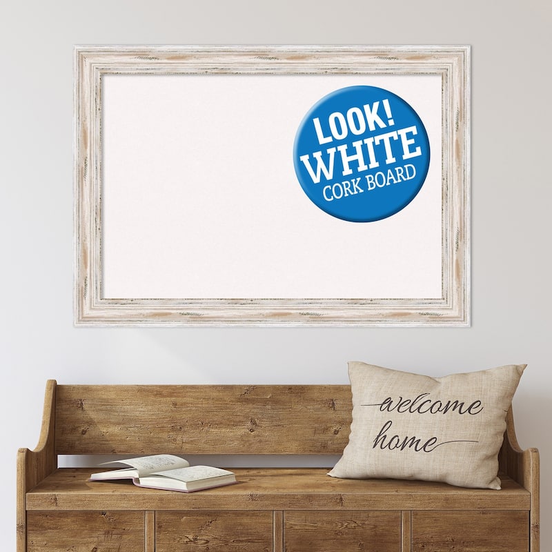 Framed White Cork Board, Alexandria White Wash
