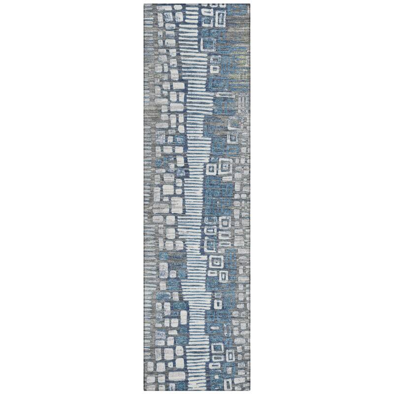 Machine Washable Indoor/ Outdoor Geo Mosaic Chantille Rug