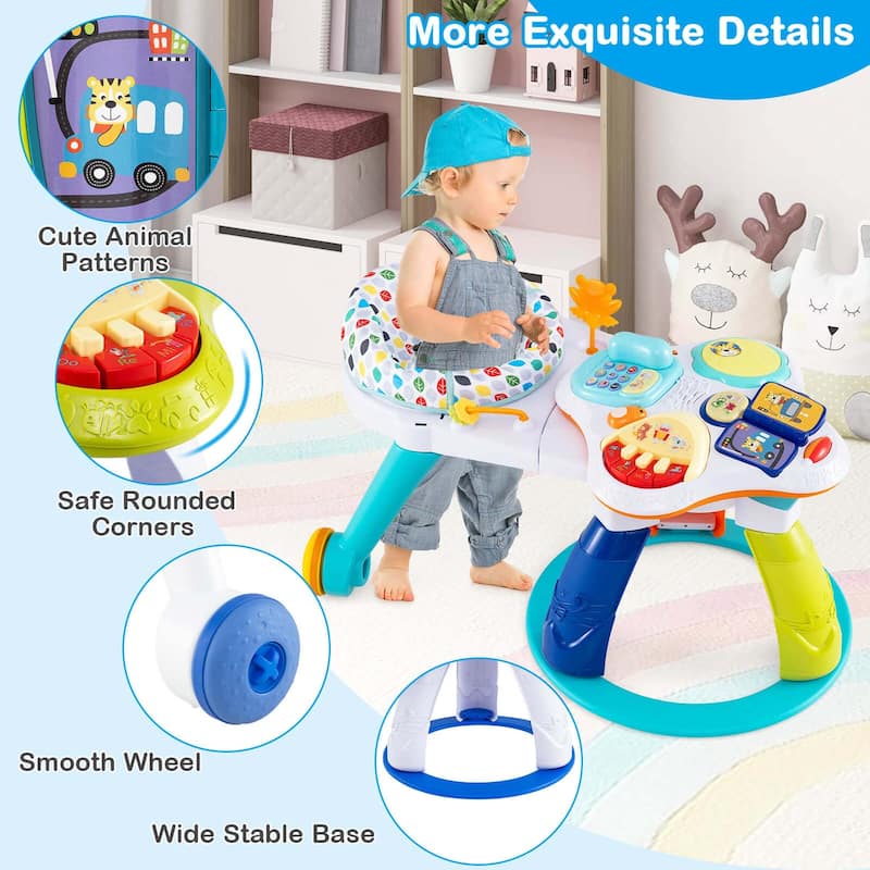 3 in 1 Kids Play Center Activity Walker w/ 3-Position Adjustable Seat