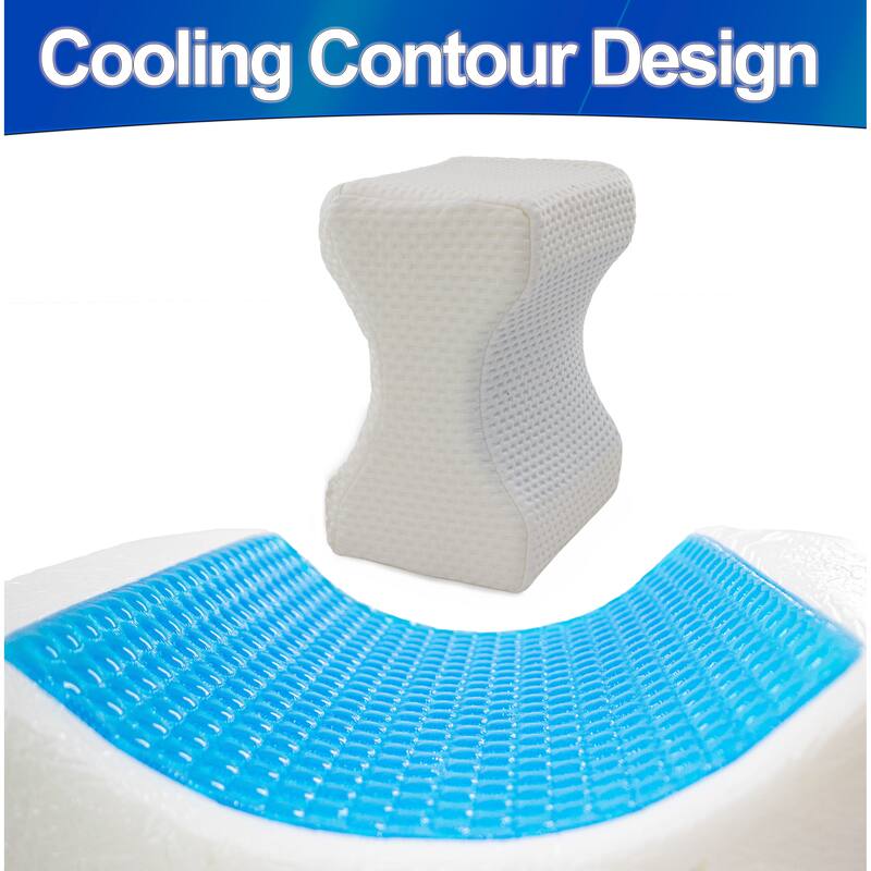 Orthopedic Cooling Gel & Memory Foam Knee Pillow,Ergonomic Leg Support Wedge,Alignment for Side Sleepers Washable Cover