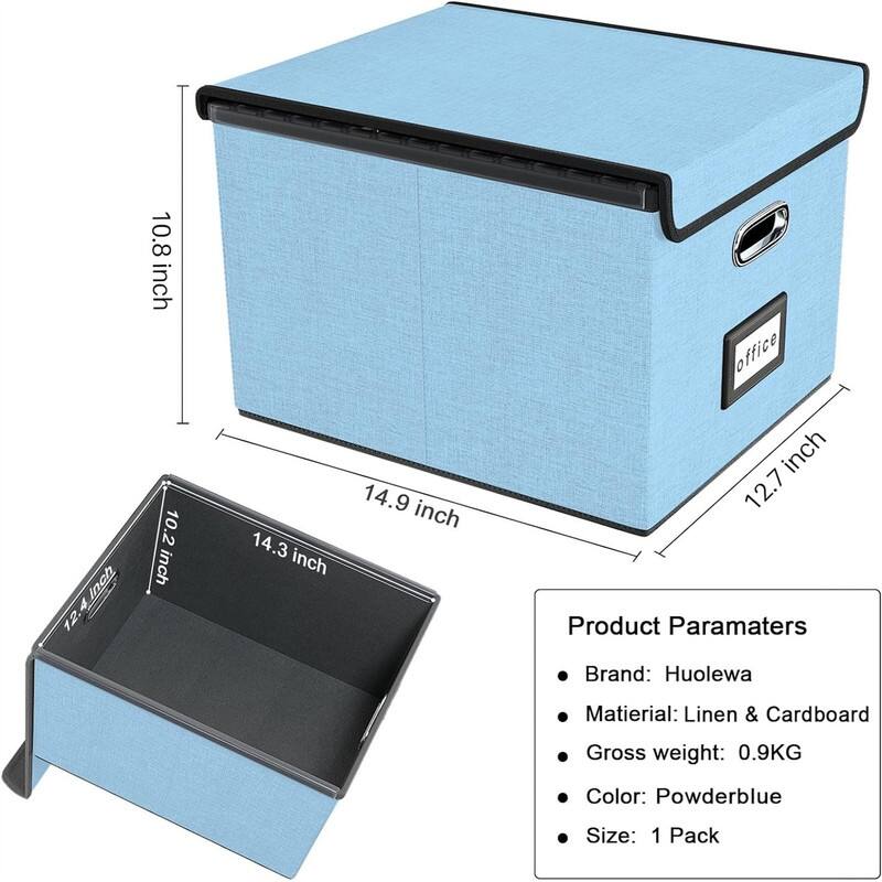 Collapsible File Storage Organizer Box - 14.9"L x 12.7"W x 10.8"H