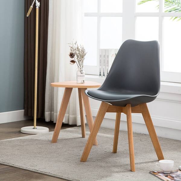 Shop Modern Dining Room Chair Wood Faux Leather Set Of 4 Grey