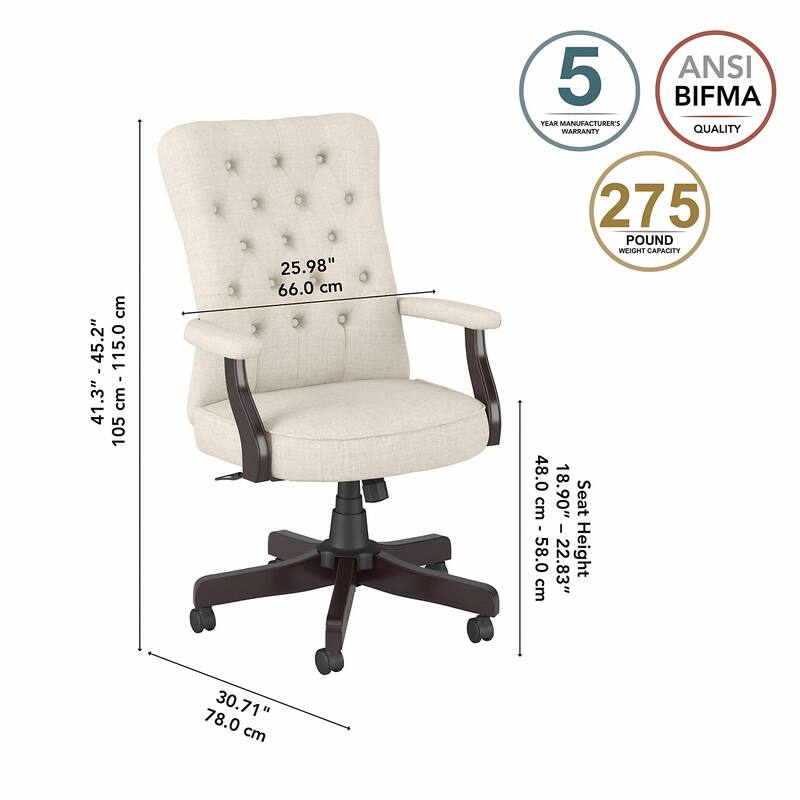 Cabot High Back Tufted Office Chair with Arms by Bush Furniture