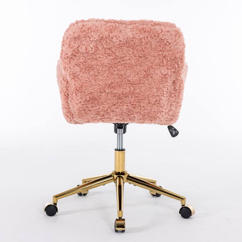 Modern Home Office Chair with Artificial Wool Upholstery, Golden Metal Base, Reclining and Adjustable Desk Chair