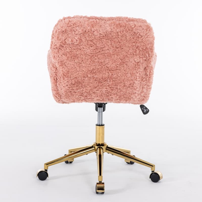 Swivel Office Chair,Artificial rabbit hair Home Adjustable Desk Chair with Golden Metal Base