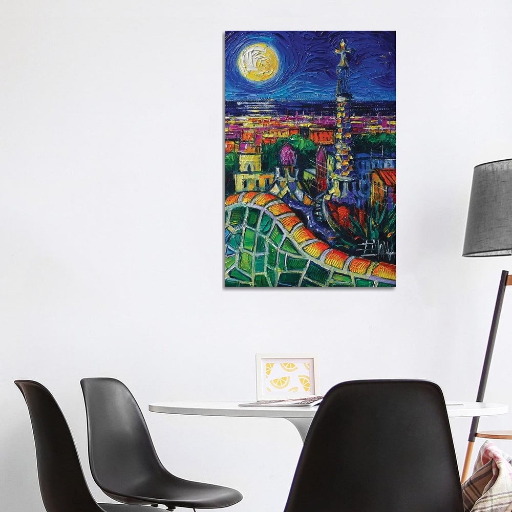 iCanvas "Barcelona Nightscape" by Mona Edulesco Canvas Print