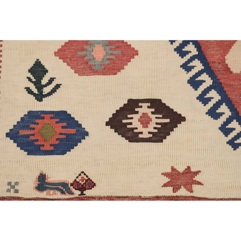 Tribal Kilim Qashqai Persian Vintage Rug Hand-Woven Wool Carpet - 4'8"x 6'3"