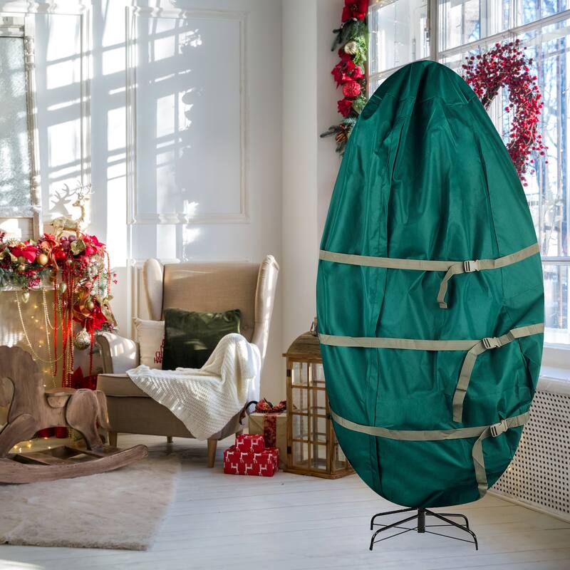 Upright Christmas Tree Storage Bag - Canvas Cover for 7.5-Foot Artificial Trees by Tiny Tim Totes (Green)