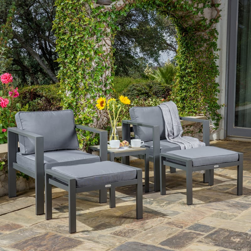 Lakeview Aluminum Outdoor Bistro Seating Set (5-Piece) - Charcoal