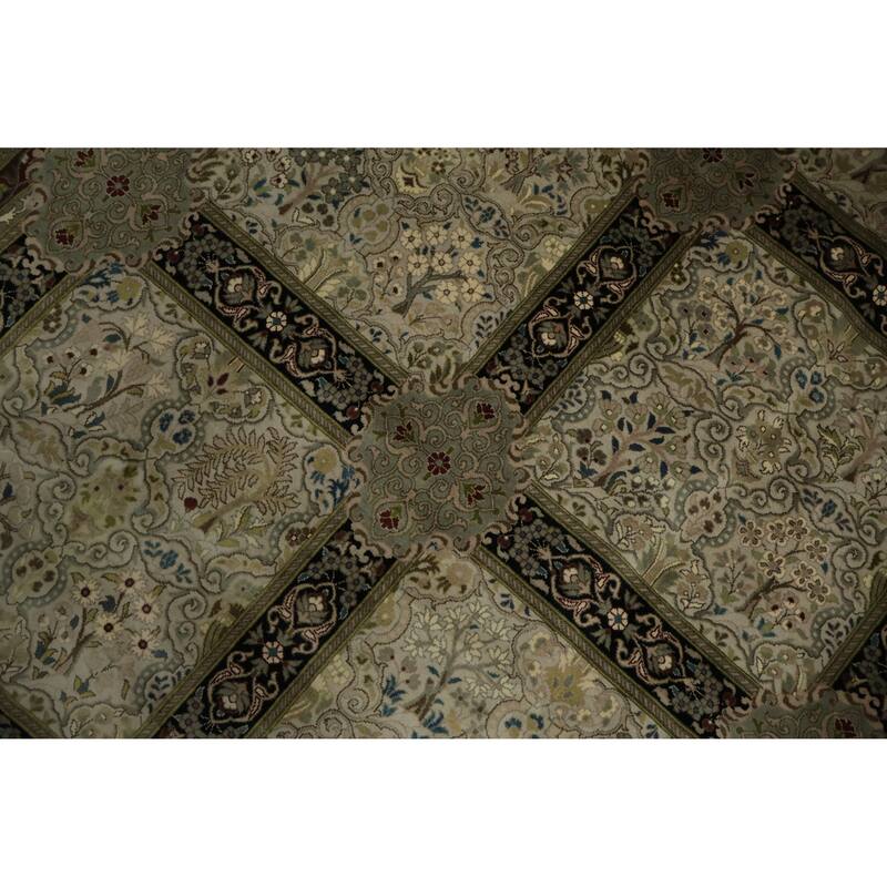 Hand Knotted Oriental 100% Wool Carpet Traditional Floral Beige & Ivories Tabriz Area Rug - 8' 5'' X 8' 1''