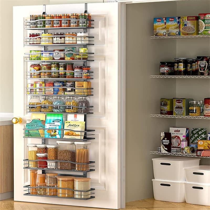 9Tier Over The Door Pantry Organizer Pantry Organization - 5.2"D x 16.5"W x 74.8"H - Black 9-Tier