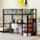 preview thumbnail 39 of 49, Metal Loft Bed with Desk & Metal Grid, Stylish Metal Frame Bed with Lateral Storage Ladder and Wardrobe Black - Twin
