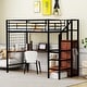 preview thumbnail 1 of 18, Twin Size Metal Loft Bed with Desk and Metal Grid, Stylish Metal Frame Bed with Lateral Storage Ladder and Wardrobe