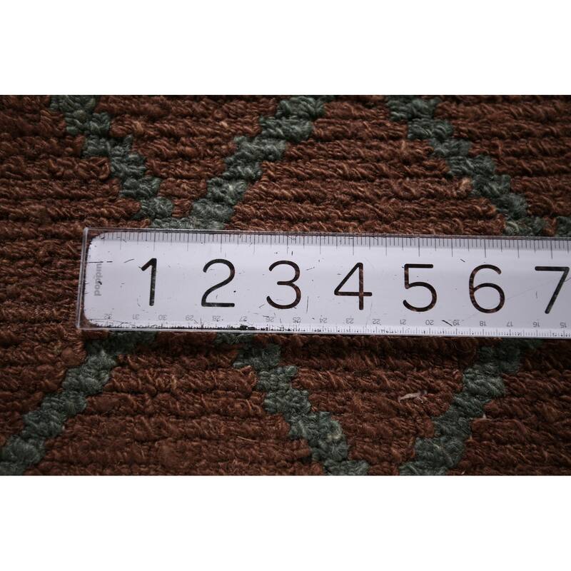 All-Over Brown Trellis Nepalese Oriental Rug Hand-Knotted Wool Carpet - 5'0"x 8'1"