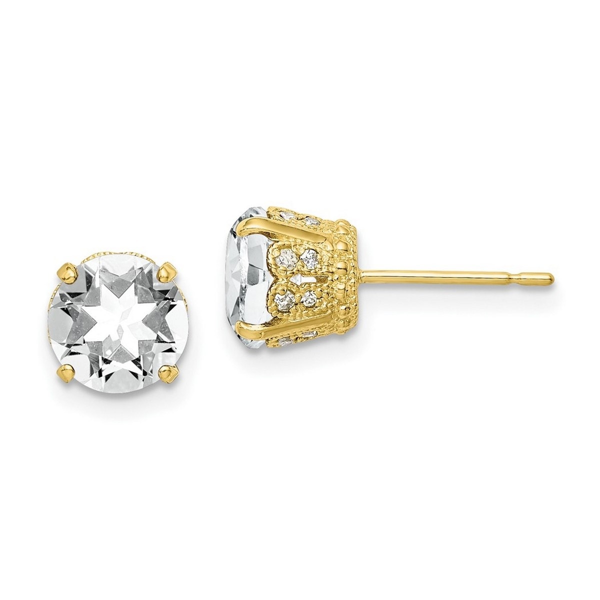 Curata 10k Tiara Collection Diamond Lab Created White Sapphire Post Earrings - 7x7mm Wide