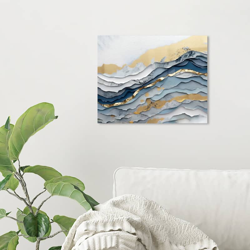 Wynwood Studio Canvas Abstract Californian Cascades Gold and Metallic Gold Glam Wall Art Canvas Print - 20 x 16