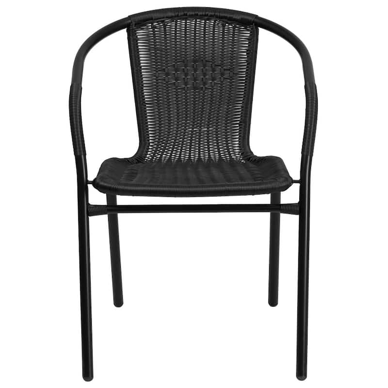 Indoor/Outdoor Stacking Rattan Restaurant Patio Chairs (Set of 4)