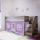 preview thumbnail 43 of 61, Max and Lily Twin over Twin Low Bunk Bed with Staircase and Curtains Clay with Purple/White Curtain