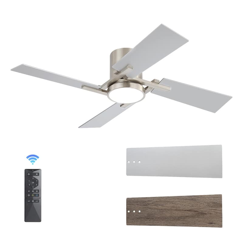 48Inch 4 Two-color Fan Blades Dc Motor Indoor Ceiling Fan With Light Kit And Remote
