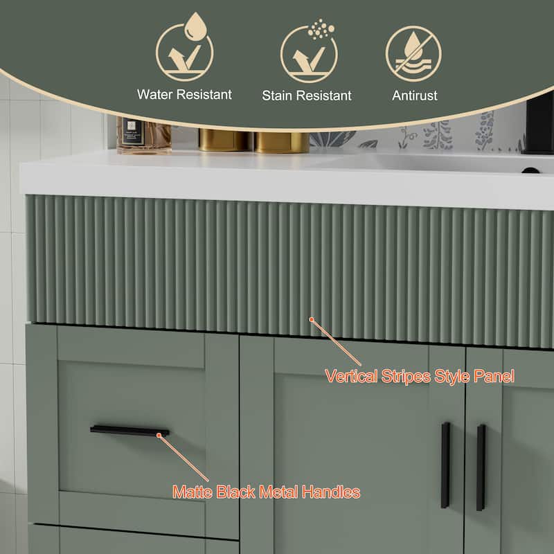 Wavy Line 30"/36"/48" Bathroom Vanity Set with Sink & Faucet
