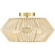 preview thumbnail 6 of 7, 2-Light Bohemian Woven Rope Semi-Flush Mount Ceiling Light - D16"x H8.7" - Brass/Beige - 16 in. W