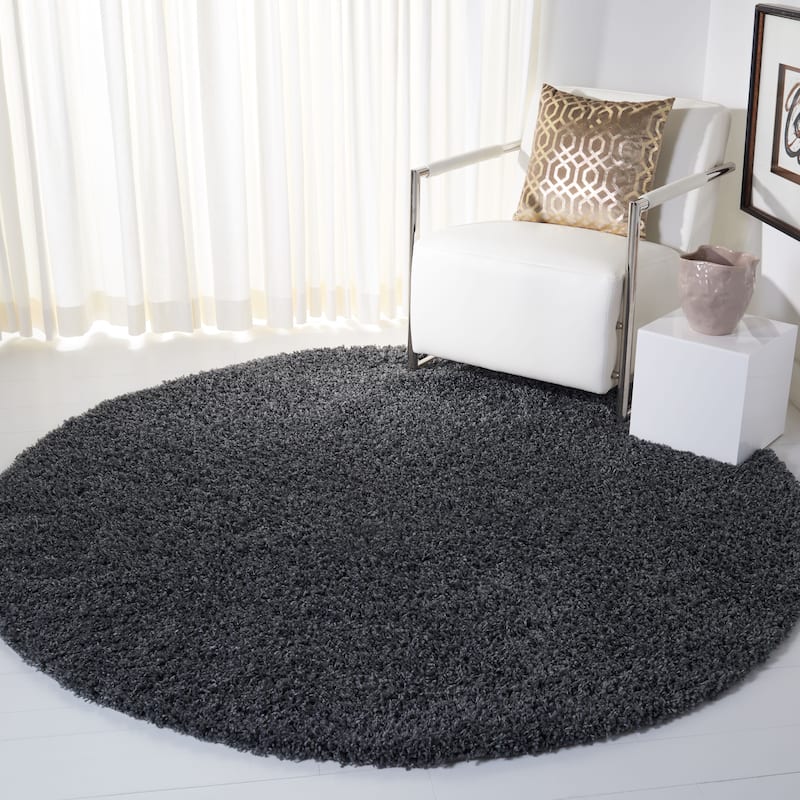 SAFAVIEH Venus Shag Durime 1.75-inch Thick Rug - 6'7" Round - Dark Grey