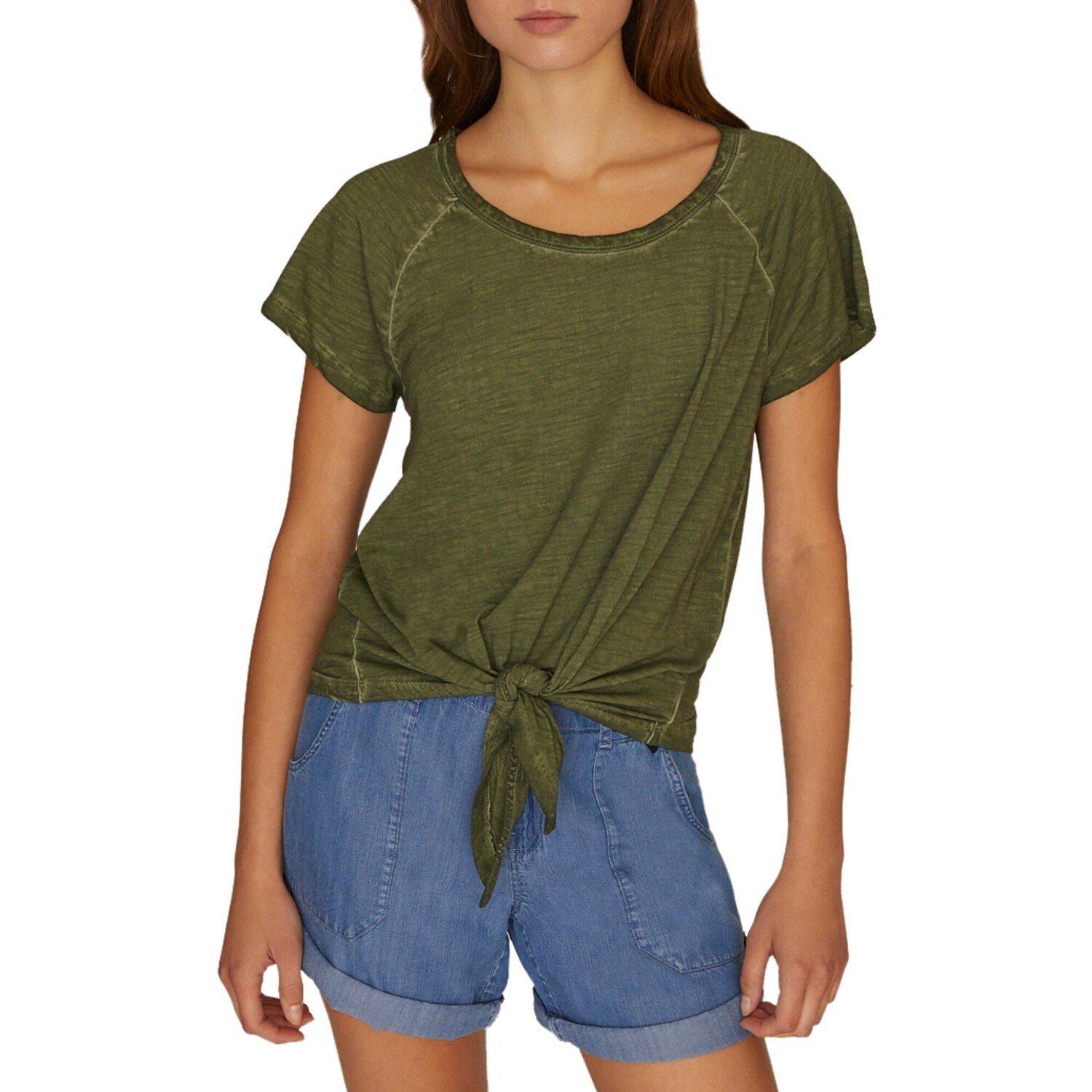 Shop Sanctuary Womens Green Short Sleeve Crew Neck Top Size Xl