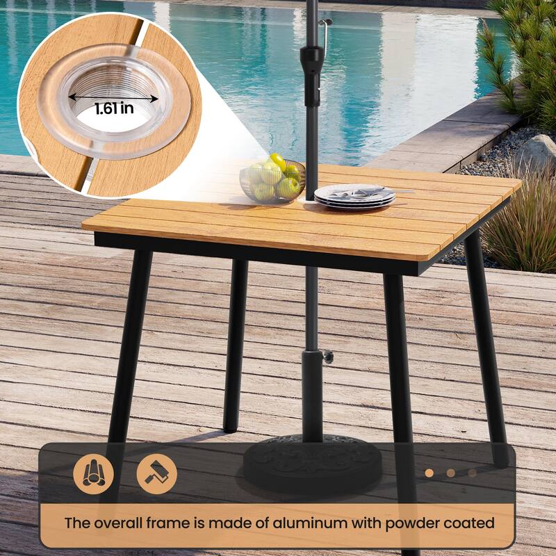 Outdoor Dining Furniture Rectangular Dining Table with Umbrella Hole