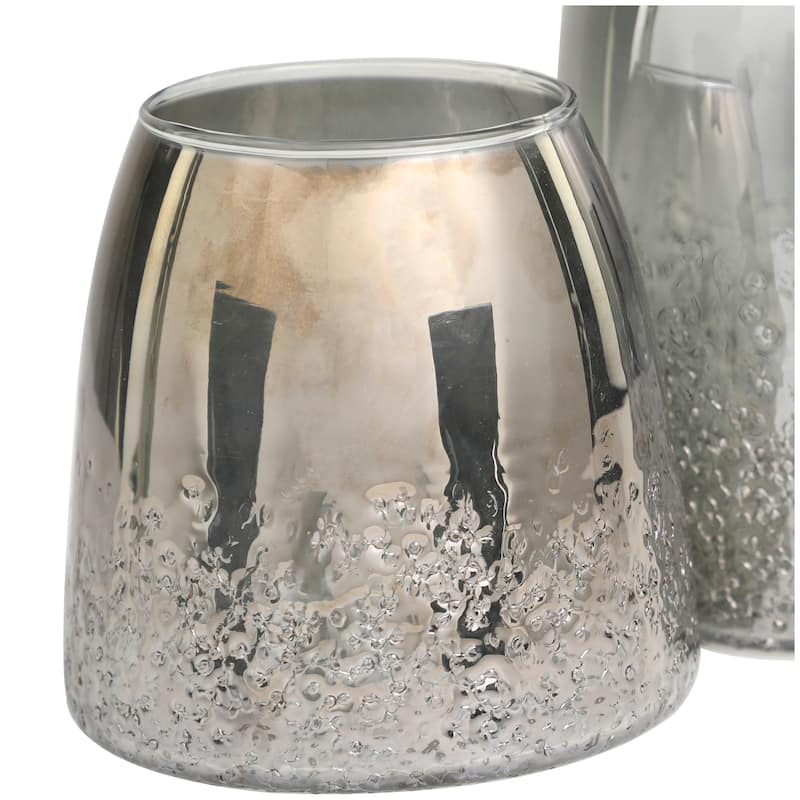 Gray Glass Textured Decorative Vase (Set of 2) - 8", 6"H