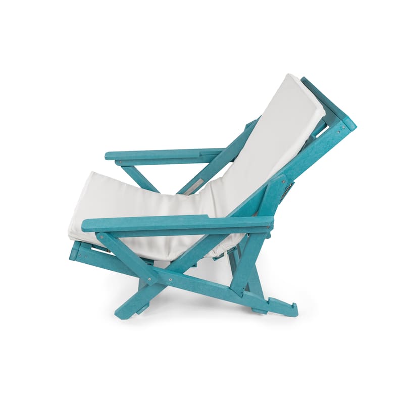 Aspen Fully Assembled All-Weather Outdoor Folding Lounge Chair and Table Set - 3-piece