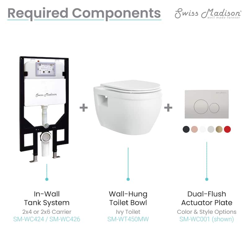 Ivy Wall Hung Elongated Toilet Bowl 0.8/1.28 GPF Dual Flush