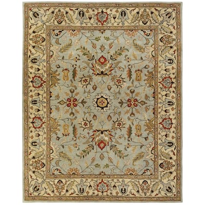 Empire Traditional Light Blue/Gold Wool Hand-tufted Area Rug