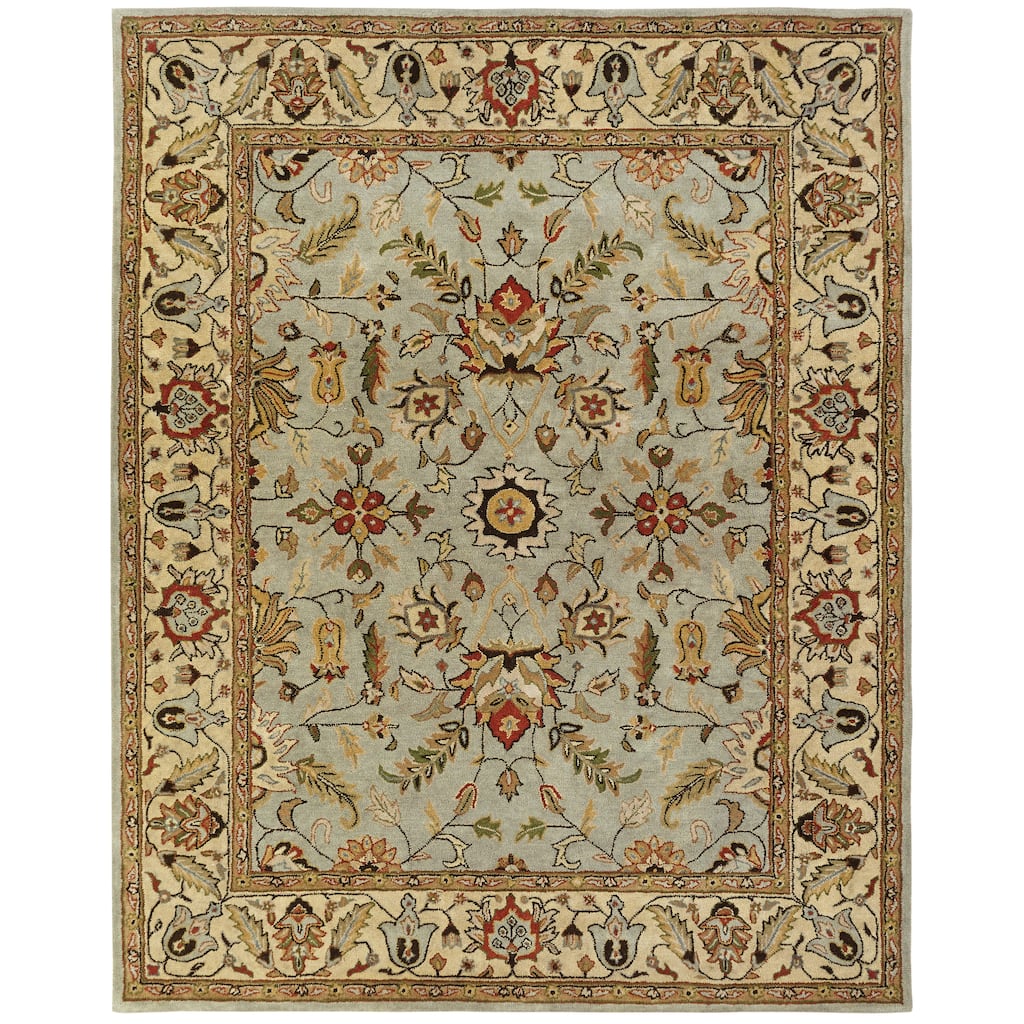 Empire Traditional Light Blue/Gold Wool Hand-tufted Area Rug