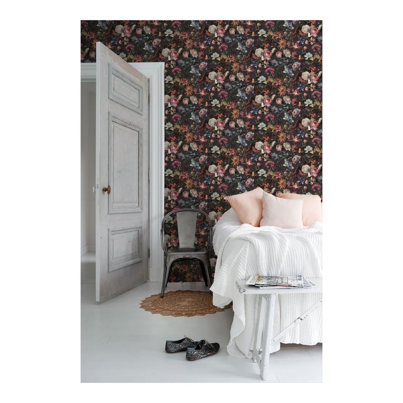 ESTA Home Zarinda Dark Grey Flowers Wallpaper - 20.9 x 396 x 0.025