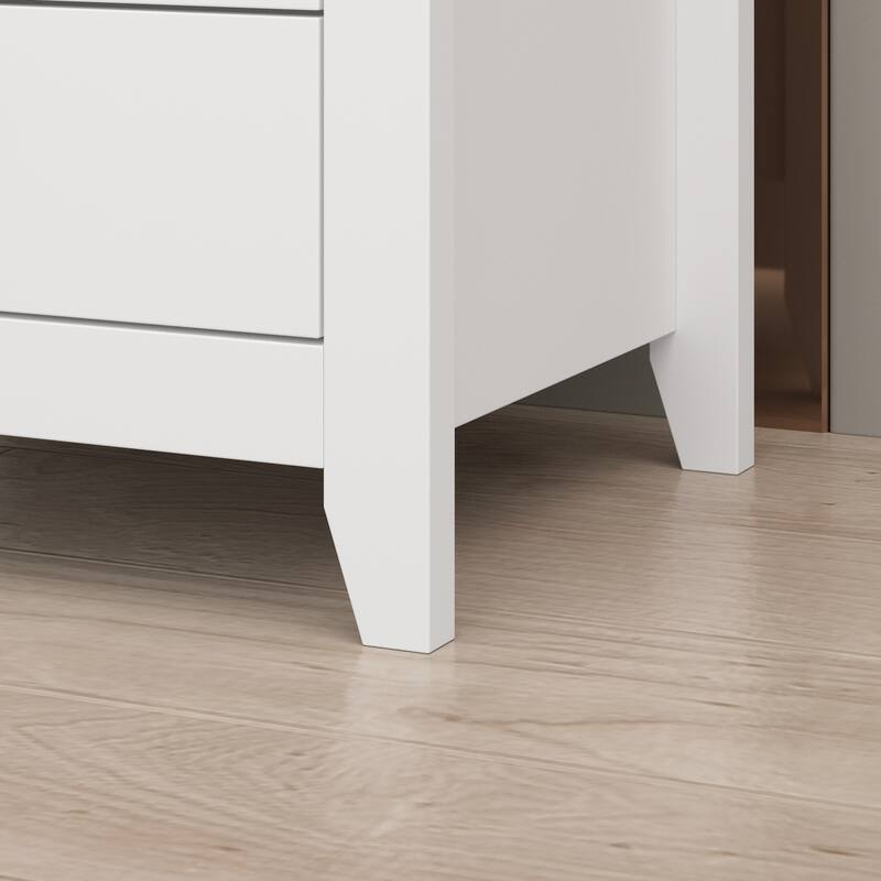Timechee 21.7'' Tall 2 - Drawer 1- Shelf Nightstand in White End Table