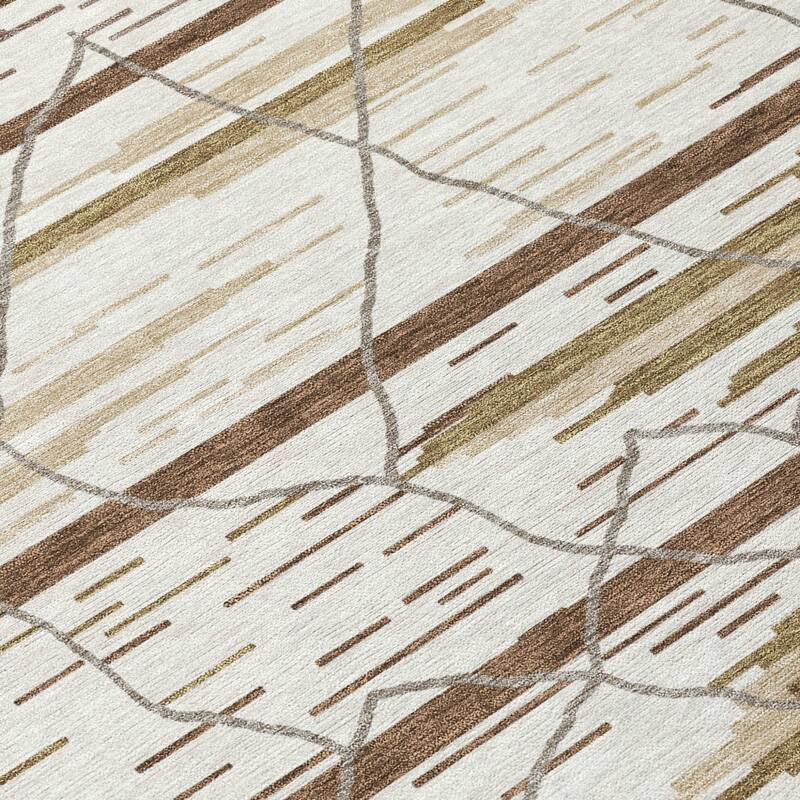 HomeRoots Striped Modern Rectangle Outdoor Rug