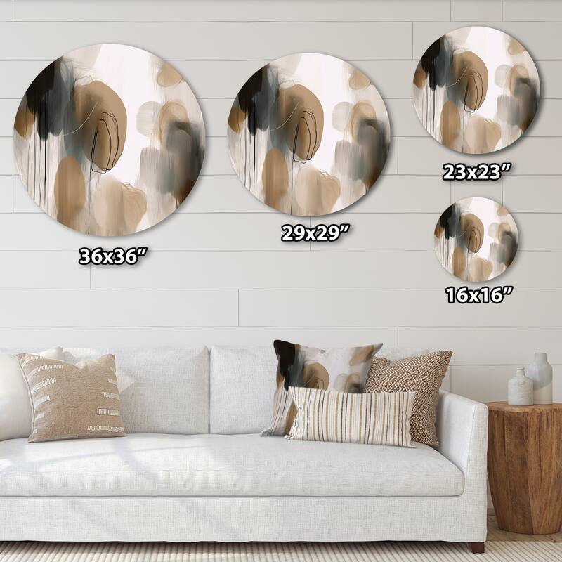 Designart "Painting Of Abstract Shapes II" Abstract Metal Round Wall Art