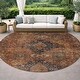 preview thumbnail 77 of 101, Machine Washable Indoor/ Outdoor Global Inver Chantille Rug Rust - 8' x 8'